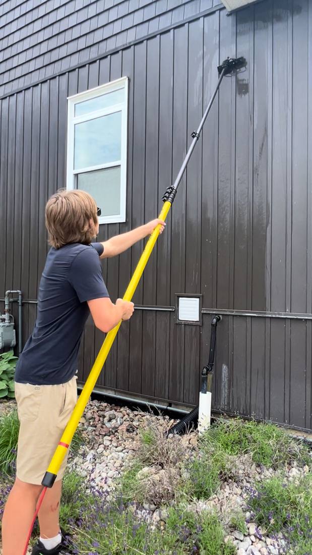 Soft washing dark siding